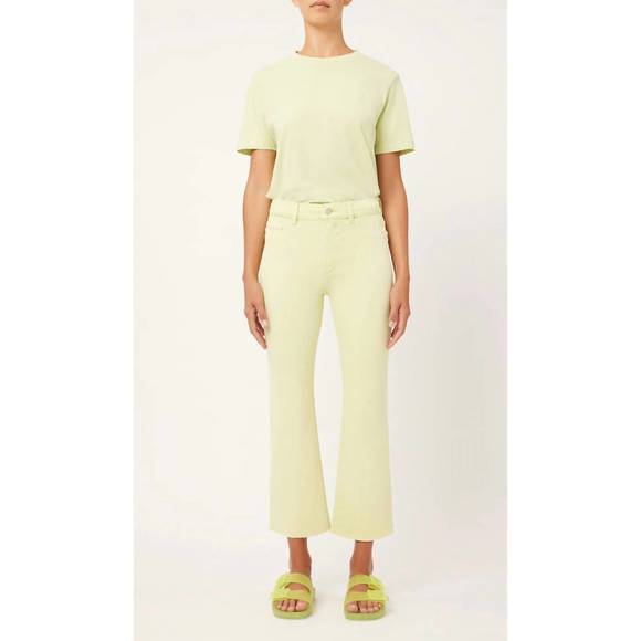 NEW DL1961 - WOMEN'S bridget boot high rise instasculpt crop in light limeaid - Picture 1 of 4